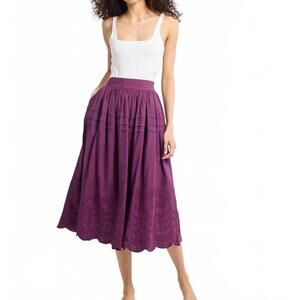 NEW MILLE leonie midi skirt in plum eyelet